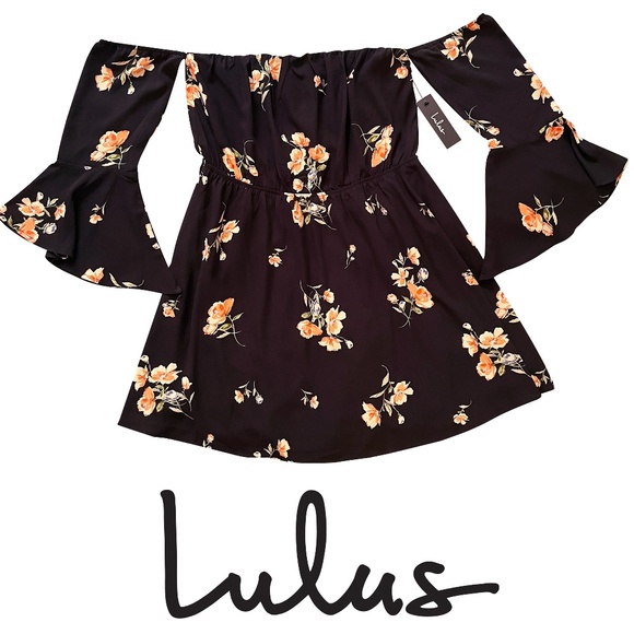 NWT Lulus off-the-shoulder Boho Dress - Picture 1 of 6